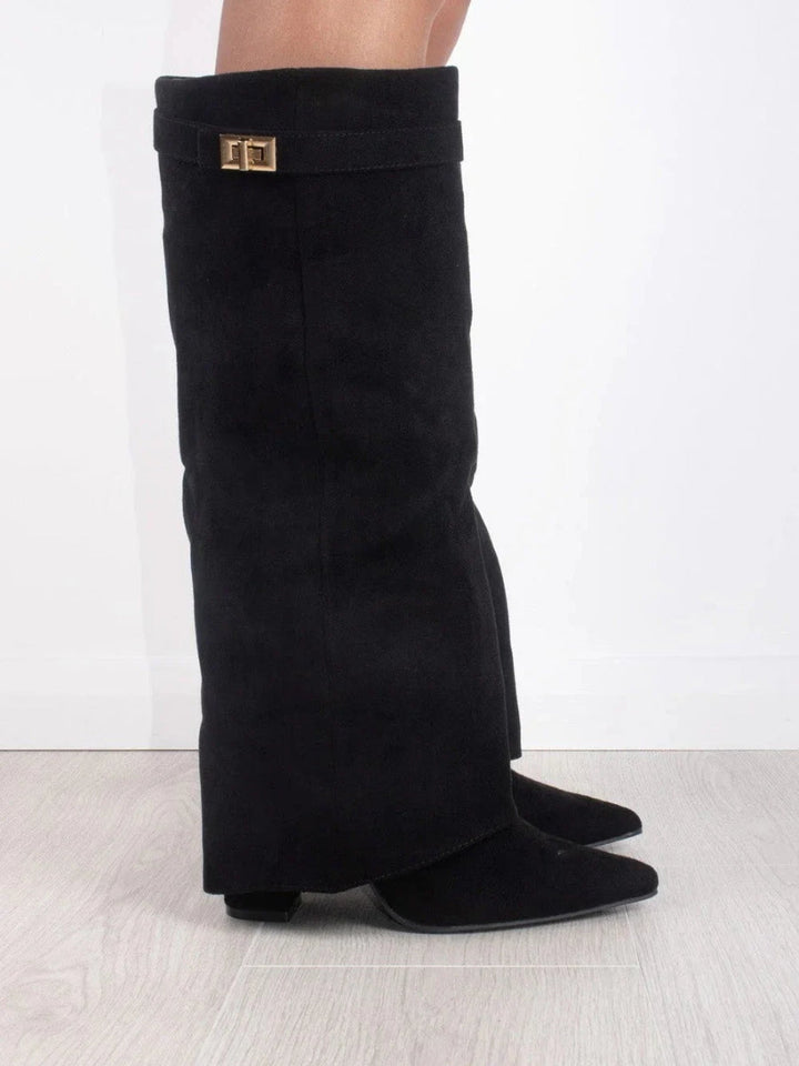 Knee-High Suede Boots med Hæl