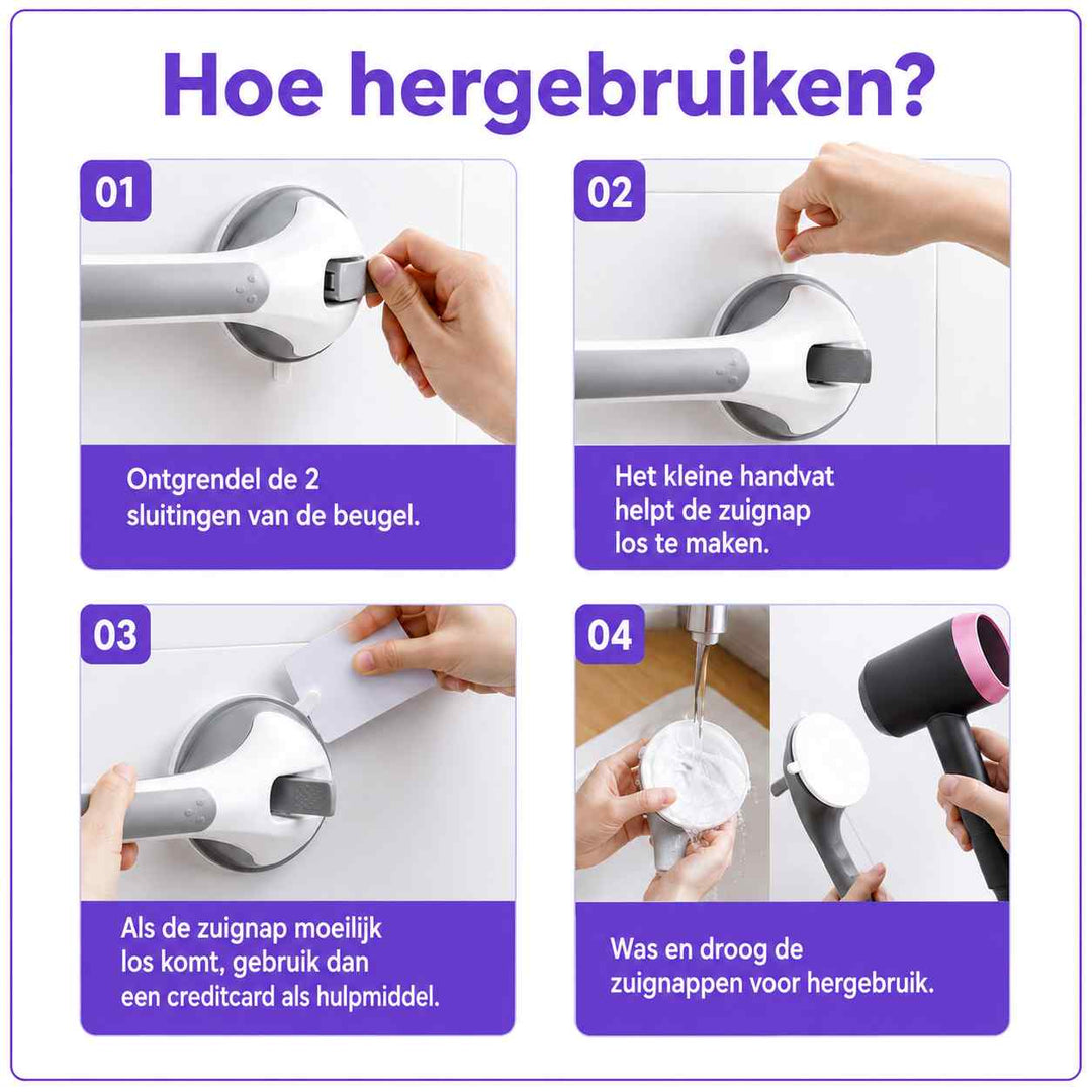 Sugekopphåndtak til dusjen, sikkerhetshåndtak til badet uten boring, 15,7 tommer