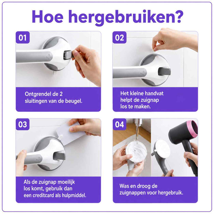 Sugekopphåndtak til dusjen, sikkerhetshåndtak til badet uten boring, 15,7 tommer