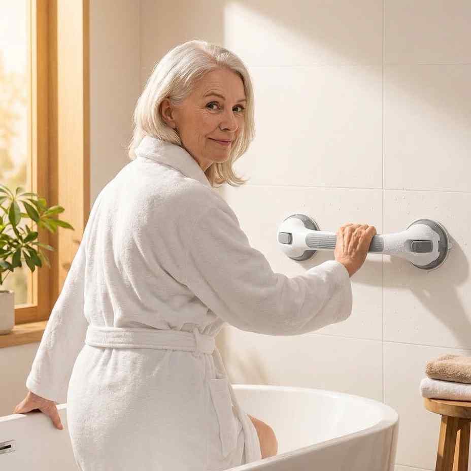 Sugekopphåndtak til dusjen, sikkerhetshåndtak til badet uten boring, 15,7 tommer