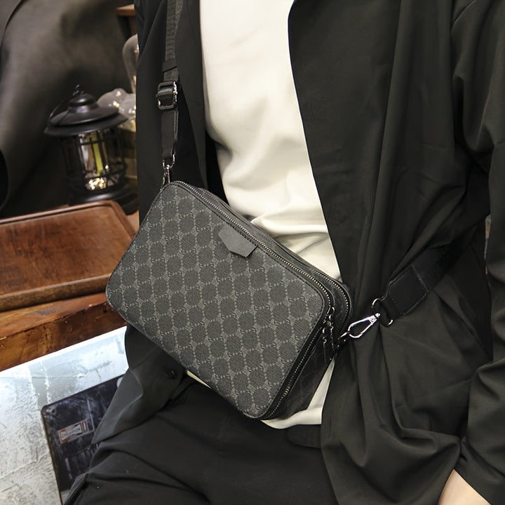Skulderveske for menn | Streetstyle | Rutete design | Svart