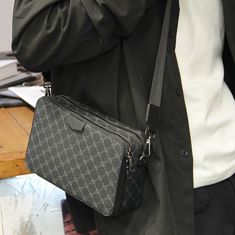 Skulderveske for menn | Streetstyle | Rutete design | Svart