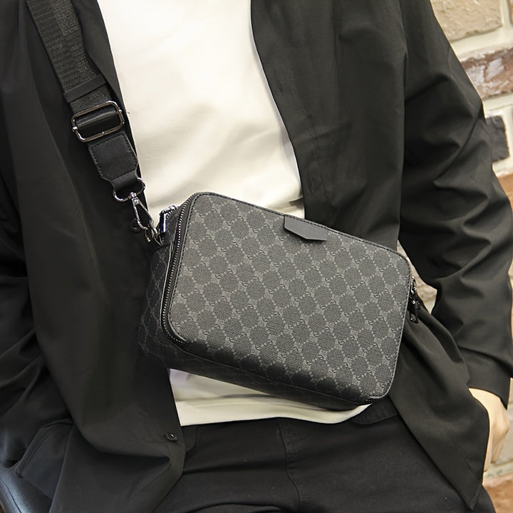 Skulderveske for menn | Streetstyle | Rutete design | Svart