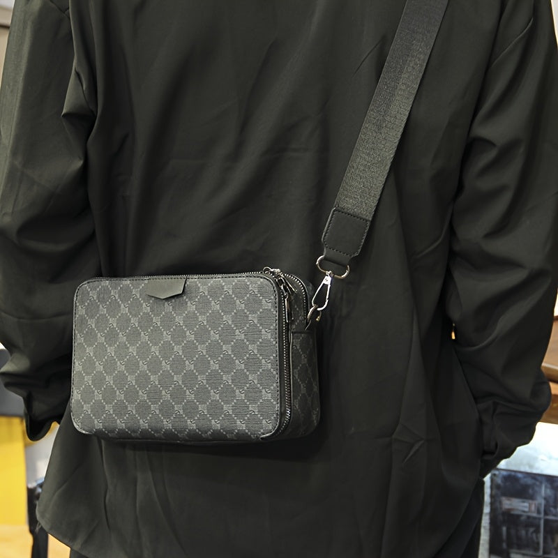 Skulderveske for menn | Streetstyle | Rutete design | Svart